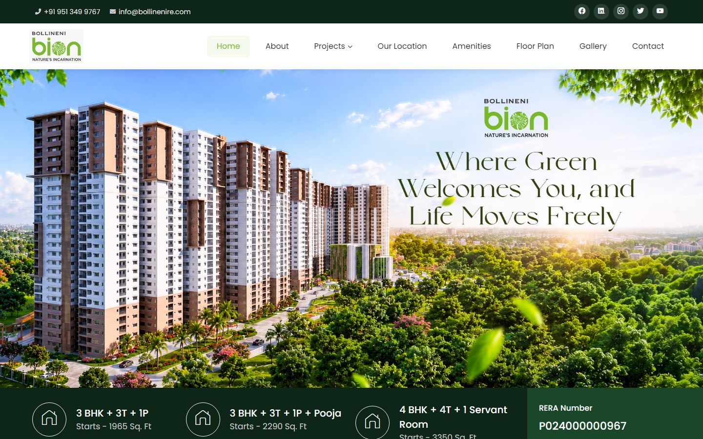 Bollineni Bion real estate website - desktop view